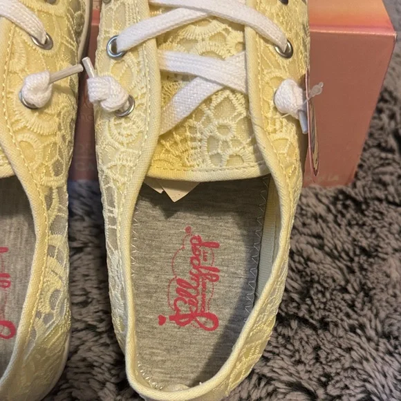 Jellypop Yellow Lace-Up Women's Sneakers - Picture 2 of 8